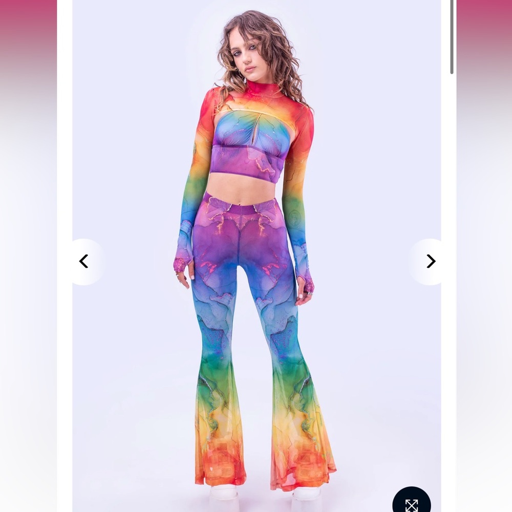 Badinka Rave Festival Pride rainbow mesh outfit NWT!! XXL